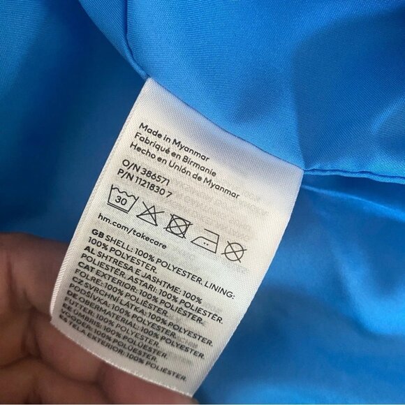 H&M Blue Tweed Double Breasted Blazer Jacket Women's Large Button Office New - Picture 7 of 10